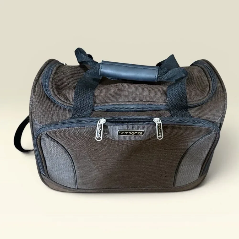 Samsonite Brown Compact Underseat Travel Tote Bag Personal Item Carry-On